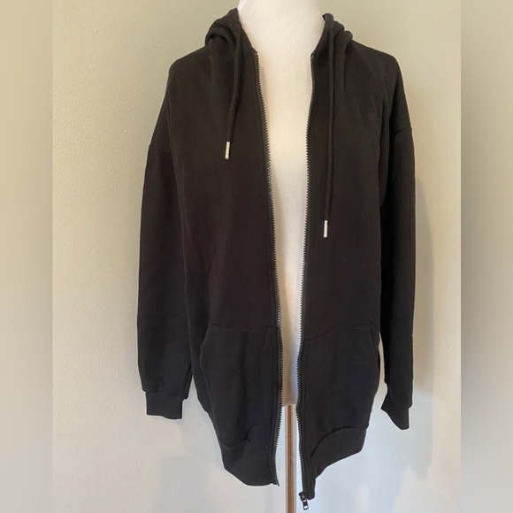 Oversized Hoodie Sweater Jacket Tunic Zip Up Inner Brush Long Sleeve Boyfriend - Picture 2 of 7